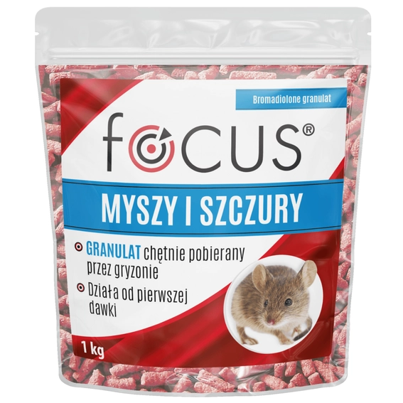Agrosimex Focus bromadiolone 1kg granulat Partia: 1065151 data waż.2028-04-07