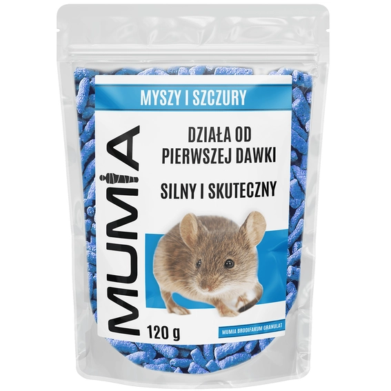 Agrosimex Mumia brodifakum granulat zwalcza myszy i szczury 120g Partia:1063674 data waż.28.01.2028