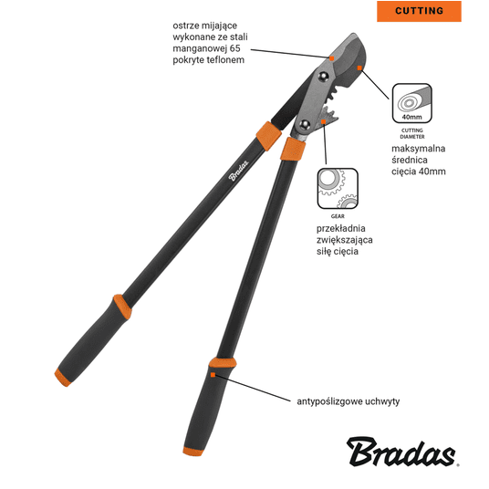 Bradas Sekator V-SERIES do gałęzi z przekładnią, ostrze mijające -zdjęcie numer 2