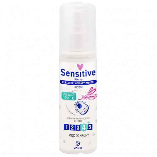 Vaco Sensitive płyn na kleszcze , komary i meszki ikarydyna 10% (od 6 m.) 80ml -zdjęcie numer 1