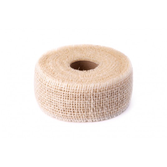 Wstążka jutowa biała usztywniana 5cm/10m -zdjęcie numer 1