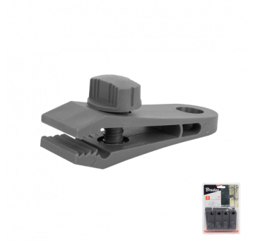 Bradas Bungee cord clips klips zaciskowy, skręcany z uchwytem 8szt.- blister gray