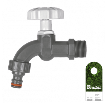 Bradas Kran 3/4" + przyłacze na kran, plastikowy