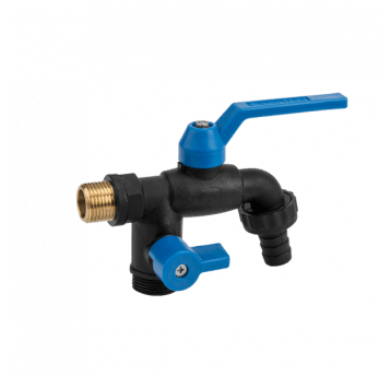 Bradas Kran kulowy 1/2" black raven GZ 2x3/4" nylon/brass