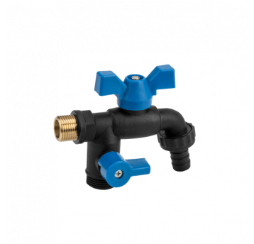 Bradas Kran kulowy 1/2" black raven GZ 2x3/4" nylon/brass