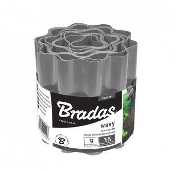 Bradas Obrzeże faliste trawnikowe 9m x 25cm szare