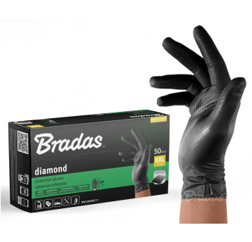 Bradas Rękawice ochronne DIAMOND nitrylowe XL rozm. 9-10 - czarne 50 szt.