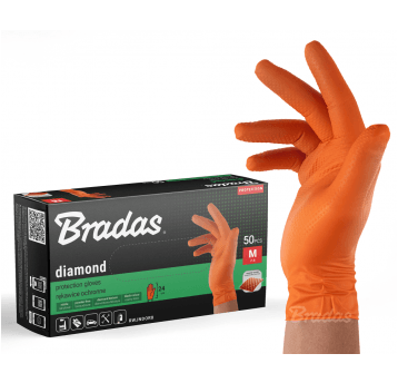 Bradas Rękawice ochronne DIAMOND nitrylowe XL rozm. 9-10 - pomarańczowe 50 szt.