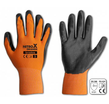 Bradas Rękawice ochronne nitrox orange nitryl rozmiar 9
