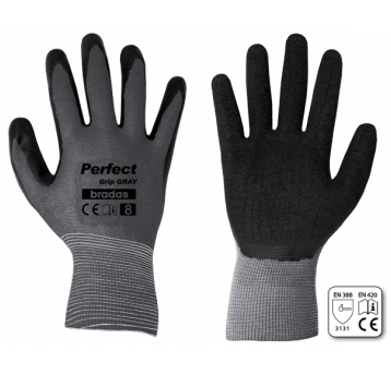 Bradas Rękawice ochronne perfect grip gray lateks rozmiar 10