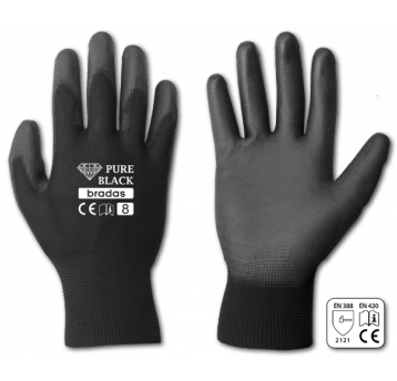 Bradas Rękawice ochronne pure black poliuretan rozmiar 9