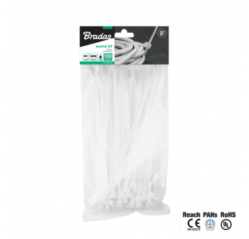 Bradas Taśma kablowa 2,5mm x 200mm neutral 100szt.