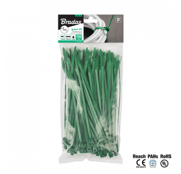 Bradas Taśma kablowa rozpinana 3,6mm x 100mm green 100szt