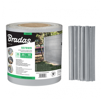 Bradas Taśma ogrodzeniowa, balkonowa 19cm x 35m+klipsy 20szt-jasnoszara