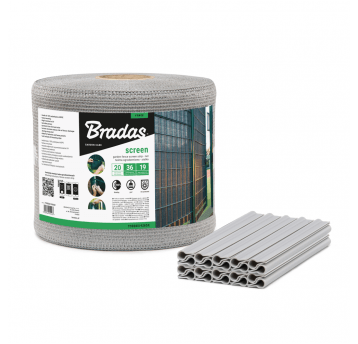 Bradas Taśma ogrodzeniowa, balkonowa 19cm x 36m+klipsy 20szt-jasno szara