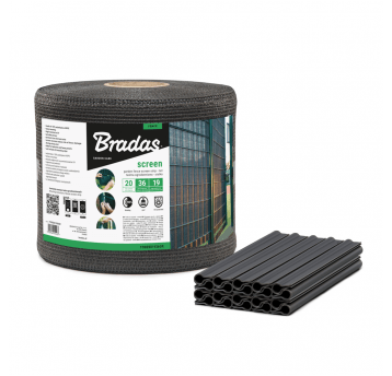 Bradas Taśma ogrodzeniowa, balkonowa 19cm x 36m+klipsy 20szt-szara