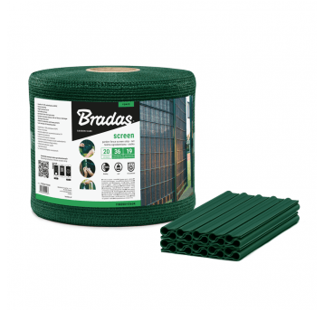 Bradas Taśma ogrodzeniowa, balkonowa 19cm x 36m+klipsy 20szt-zielona