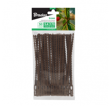 Bradas Taśma/opaska rozpinane do mocowania roślin 170/5,4mm brązowe - 50szt