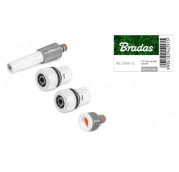 Bradas White line zestaw 4-elementowy na wąż 3/4"