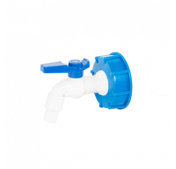 Bradas Zestaw IBC nakrętka niebieska S60x6 z kranem 3/4" z wyjściem na wąż 1/2"