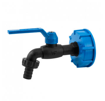 Bradas Zestaw IBC S60x6 kran black raven nylon GZ 3/4" na wąż 5/8" + nypel