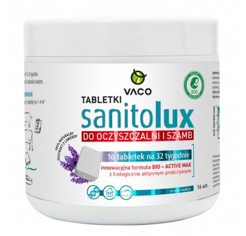 Vaco ECO Sanitolux-bioaktywator do oczyszczalni i szamb w tabletkach 16szt. Partia:072032 data waż.05/2033