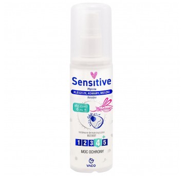 Vaco Sensitive płyn na kleszcze , komary i meszki ikarydyna 10% (od 6 m.) 80ml