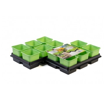 Vefi Doniczka kwadratowa 8cm + 2 tace tb 808/6 zielone