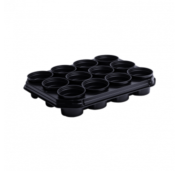 Vefi Doniczka okrągła 8cm + 2 tace tt 7965-12 czarne