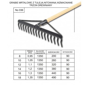 Walk. Grabie metalowe 8 nitowane wzmacniane trzon drewniany