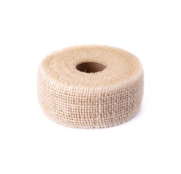 Wstążka jutowa biała usztywniana 5cm/10m